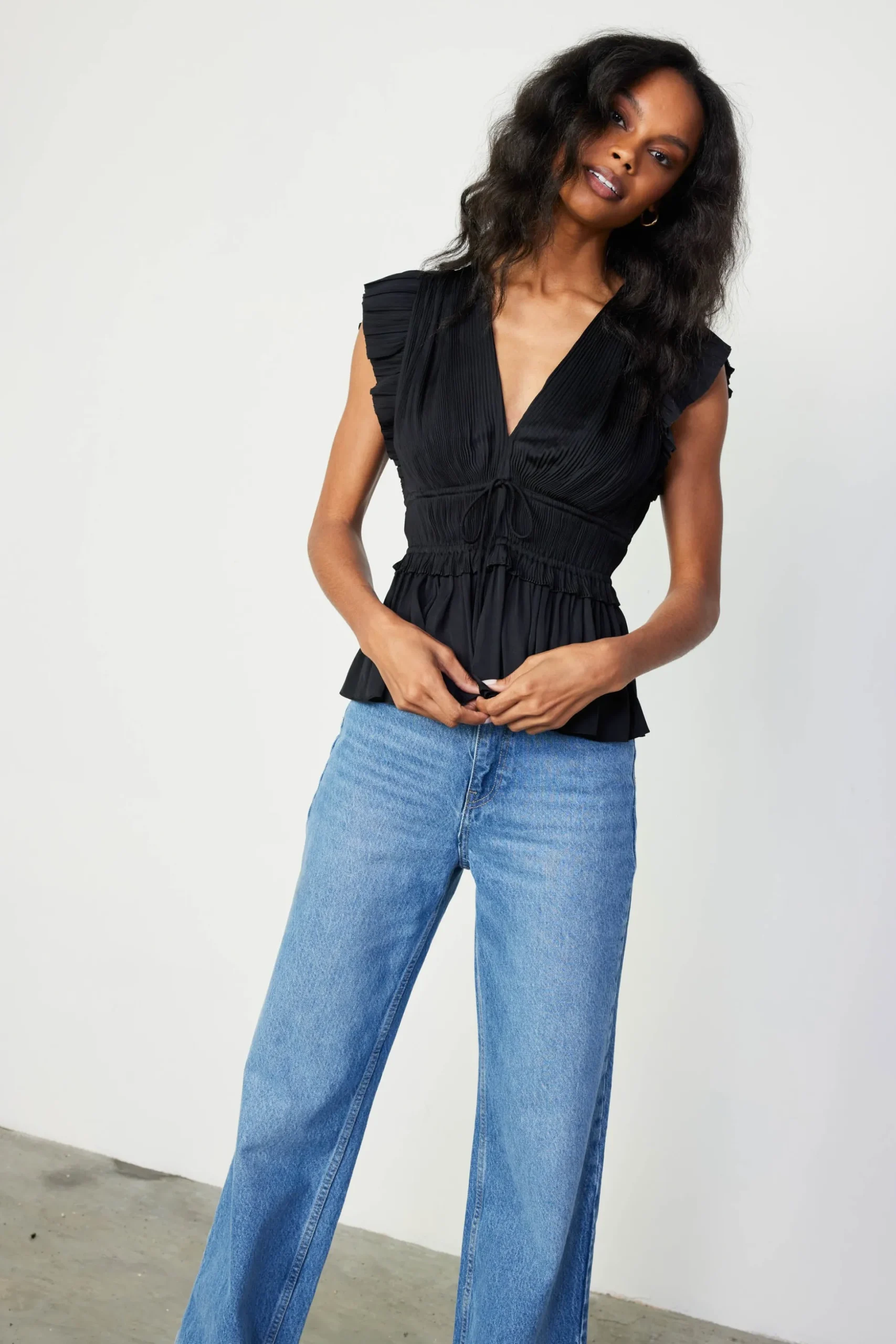 Mara Pleated Sleeveless Blouse