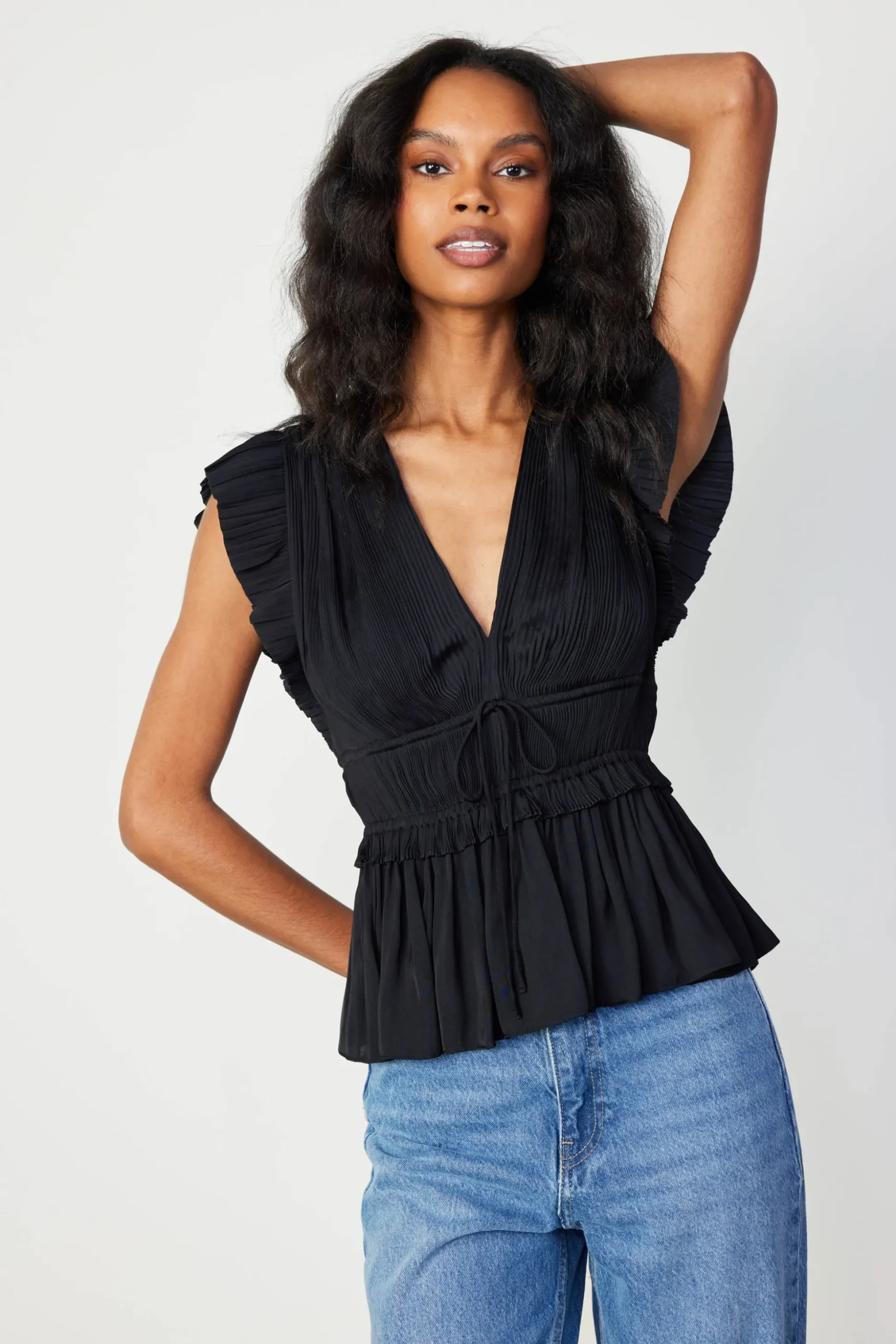 Mara Pleated Sleeveless Blouse