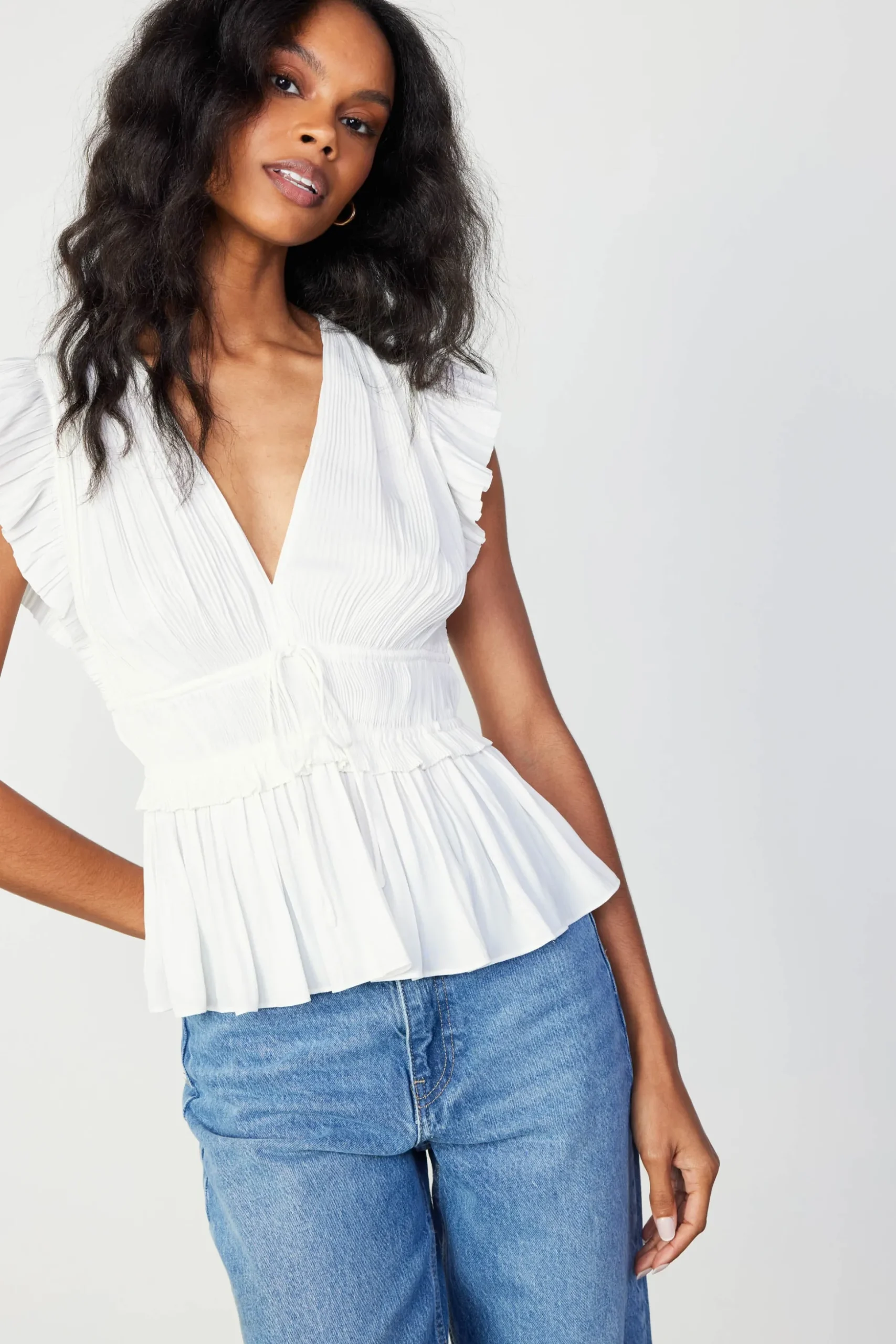 Mara Pleated Sleeveless Blouse