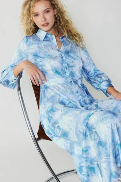 Marbled Motif Buttondown Dress