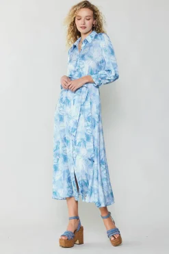 Marbled Motif Buttondown Dress