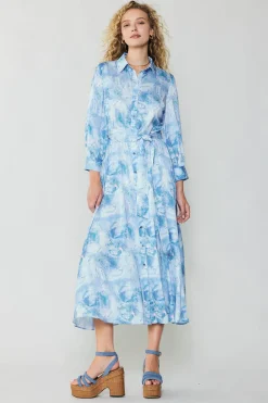 Marbled Motif Buttondown Dress