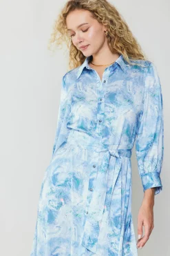 Marbled Motif Buttondown Dress