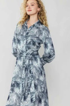 Marbled Motif Buttondown Dress
