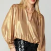 Metallic Bubble Hem Blouse