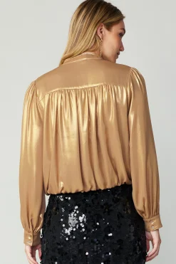 Metallic Bubble Hem Blouse