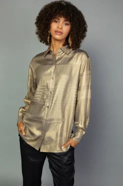 Metallic Button Down Top