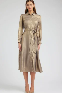 Metallic Buttondown Dress
