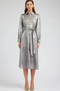 Metallic Buttondown Dress