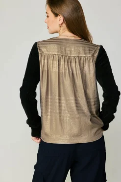 Metallic Contrast Cardigan