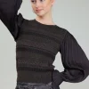 Metallic Contrast Sweater Top