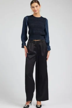 Metallic Contrast Sweater Top