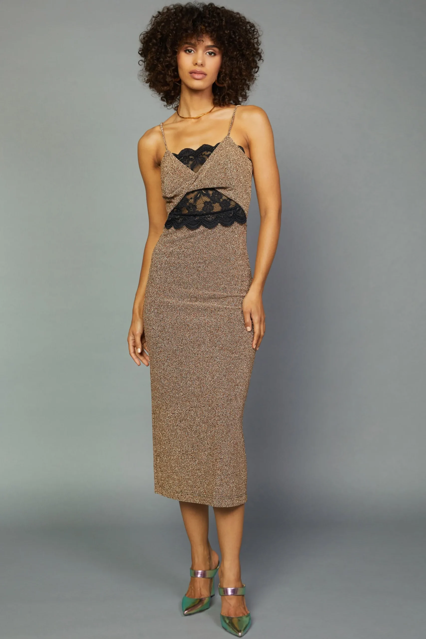 Metallic Lace Detail Dress