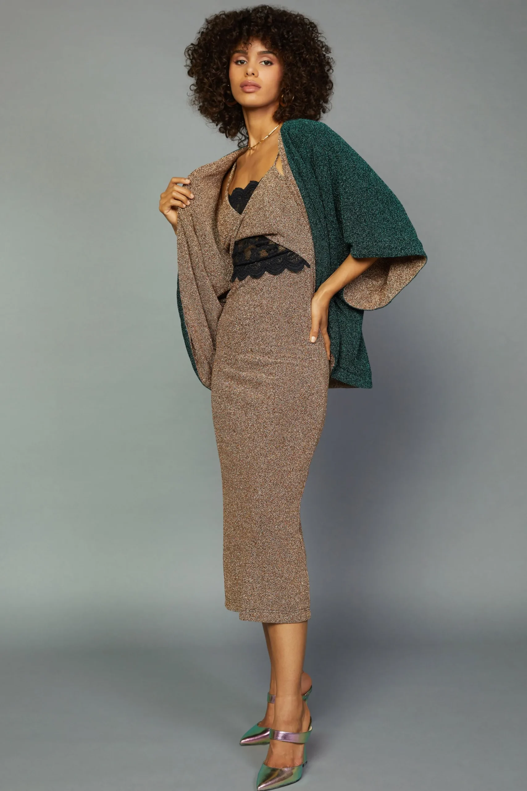 Metallic Lace Detail Dress