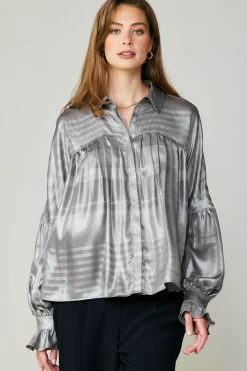 Metallic Pleated Shirt
