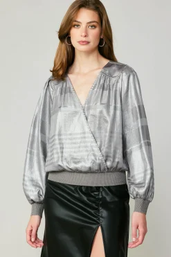 Metallic Surplice Blouse