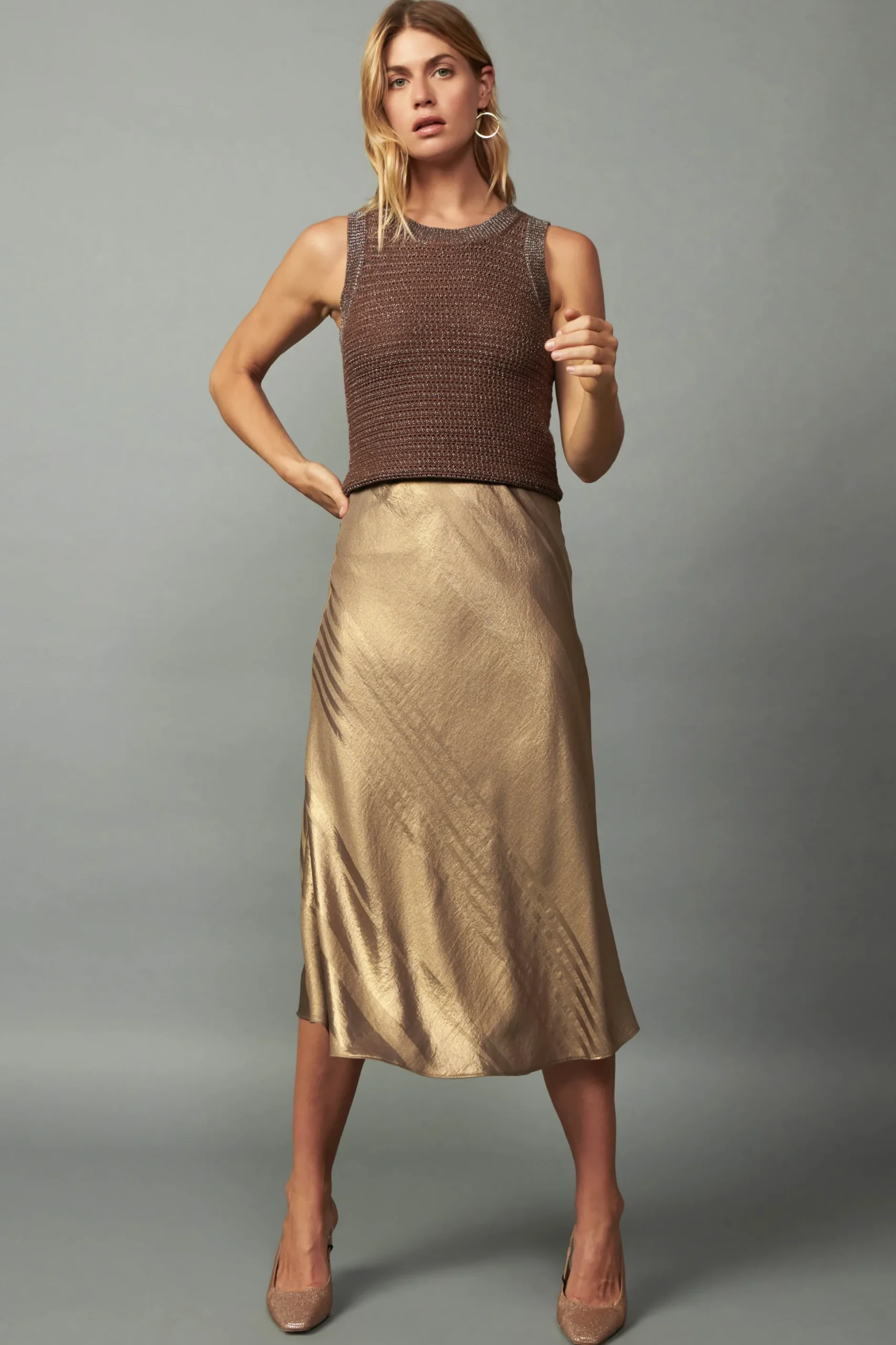 Metallic Sweater Shrug Set