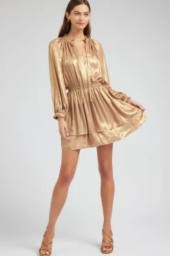Metallic Tiered Mini Dress
