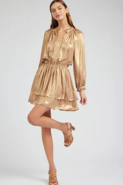 Metallic Tiered Mini Dress