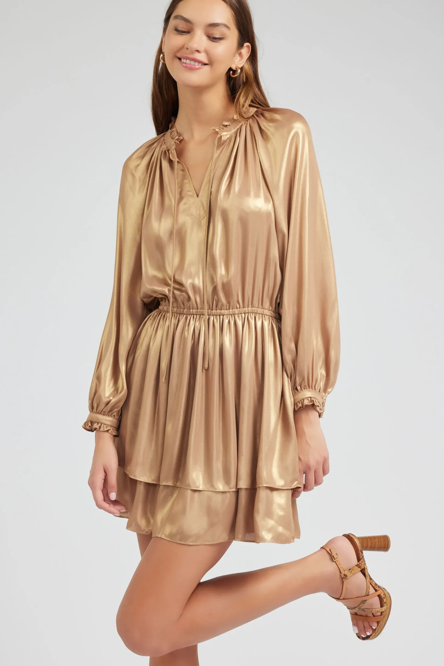 Metallic Tiered Mini Dress