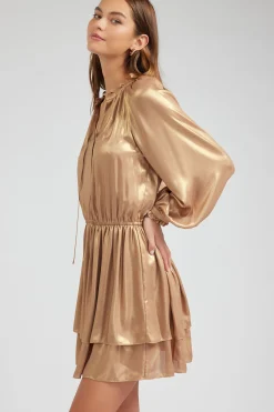 Metallic Tiered Mini Dress