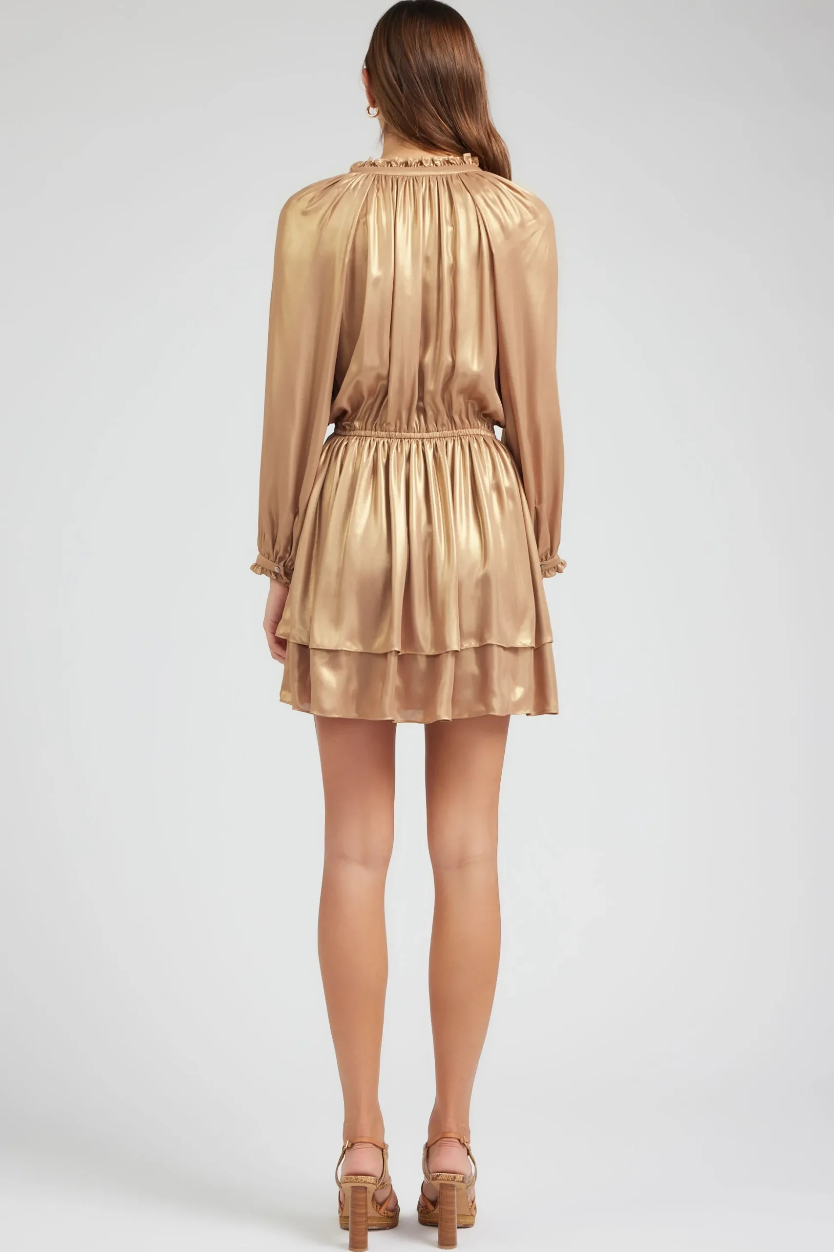Metallic Tiered Mini Dress