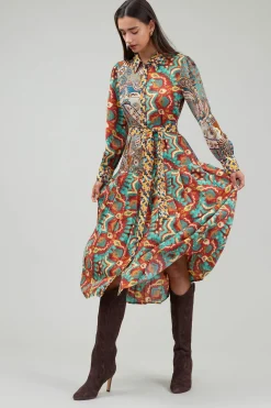 Mixed Print Shirt Dress