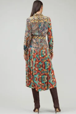 Mixed Print Shirt Dress