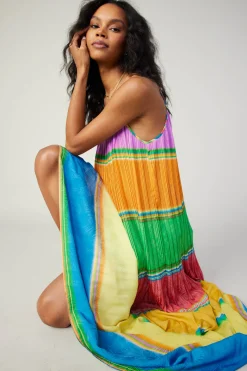 Multicolored Pleated Cami Dress