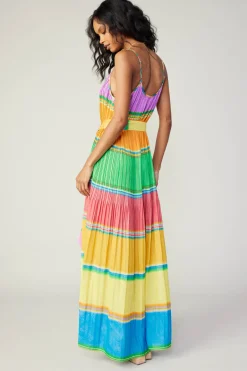 Multicolored Pleated Cami Dress