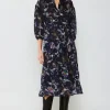 Navy Floral Midi Dress