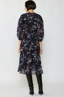 Navy Floral Midi Dress