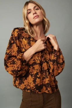 Orange Picot Stitch Blouse