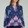 Ornate Border Print Blouse