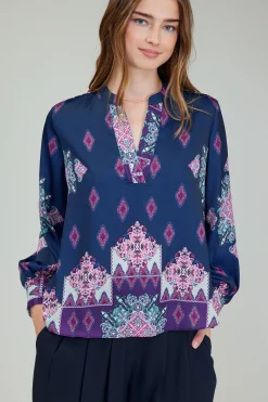 Ornate Border Print Blouse