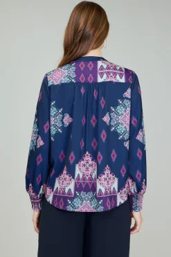 Ornate Border Print Blouse