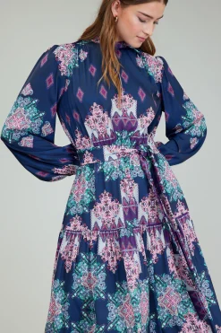 Ornate Border Printed Midi Dress