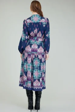 Ornate Border Printed Midi Dress