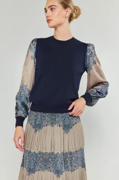 Ornate Motif Sweater Top