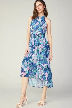 Painterly Floral Asymmetric Dress