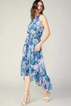 Painterly Floral Asymmetric Dress