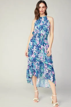 Painterly Floral Asymmetric Dress
