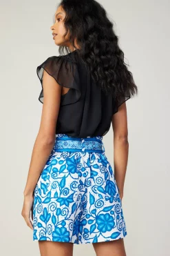 Painterly Floral Belted Shorts