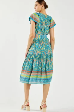 Paisley Border Print Midi Dress