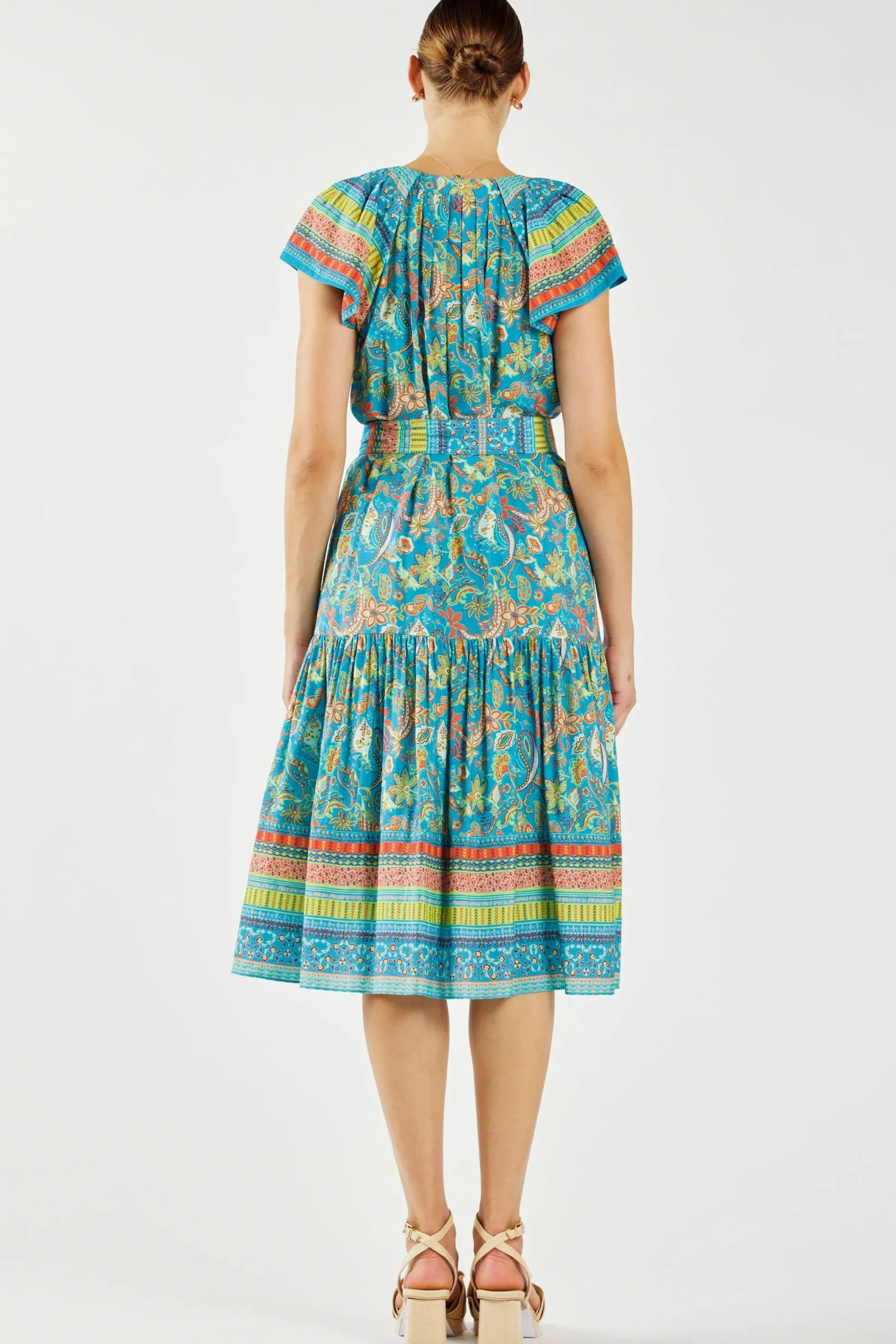 Paisley Border Print Midi Dress