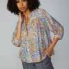 Paisley Motif Button Blouse