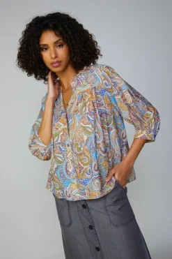 Paisley Motif Button Blouse