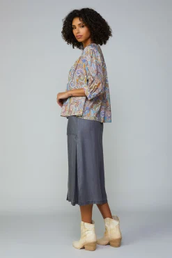 Paisley Motif Button Blouse