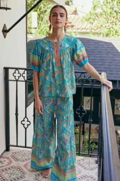 Paisley Printed Wide Leg Pants