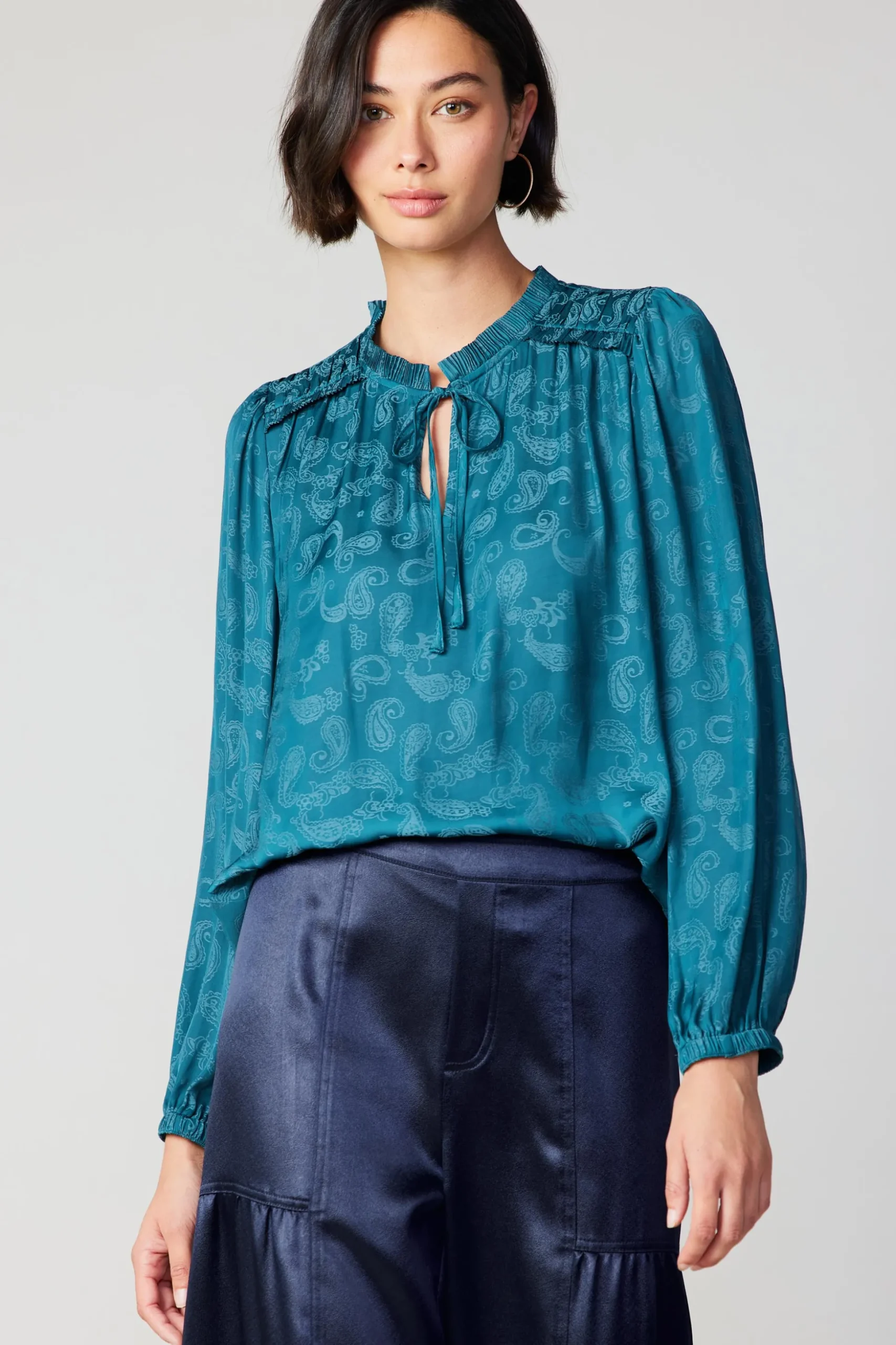 Paisley Split Neck Blouse